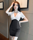 縞柄  キャバドレス  ミニドレス  谷間魅せ セクシー 指名 肌見せ LT2-MLS7287