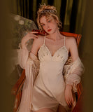 セクシー パット付き ルームウェア 花柄高級感 パジャマ エロかわいい （ドレスのみ）XH8-GR-p2754