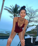 2色 背露出 千鳥柄 新作 水着 モノキニ タンキニ ビキニ 体型カバー MY7-KSD1962