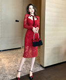 高品質 レース キャバドレス セクシー 宴会 二次会 同伴 透かし彫り XH2-JY10006