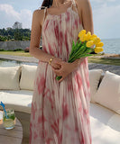 ロングドレス サンドレス 海辺 仙女風 プリーツ XH2-QJ8826