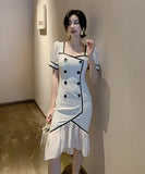 ドレス おしゃれ 気質 披露宴 マーメイド スカート 同伴 パッチワーク XH2-JY1975