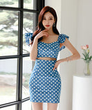 ミニドレス 水玉柄 ウエストカード SEXY フリル 可愛い 気質 XH2-ZED889517C415