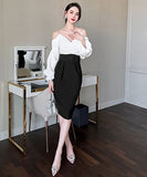 ホルターネック 膝丈ドレス 高級感  着瘦せ  宴会  パーティー用  LT2-JY10051