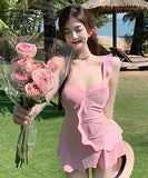 水着 可愛い モノキニ フリル 非対称 透かし彫り セクシー 海辺花火 XH7-DP- A29644