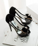 3色 履き やすい 脚長効果 ゴージャス 高見え リボン ハイヒール パンプスYN5022