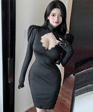 レース  ミニドレス  キャバドレス  セクシー 谷間魅せ 脚長効果  LT2-MLS7290