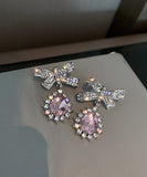 ダイヤモンド リボン 可愛い イヤリング 淑やか XH3-BY-HE5113