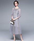 【２色】チュールロングドレス 通勤 刺繡 淑やか XH2-QYF32616X6708080