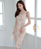 膝丈ドレス レース 淑やか 韓国スタイル 高級感 XH2-ZED880213E49