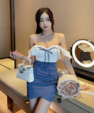 【3色】ミニドレス きゃばきゃば フリル カワセクシー 谷間魅せ XH2-YM8722