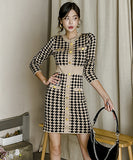 2色  気質   ニットワンピース   ドレス  秋新作 セクシー  着痩せ 高級感   LT2-ZED880817E49