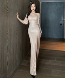 チューブトップ キラキラ ロングドレス 谷間魅せ  セクシー  高級感  LT2-YM9107