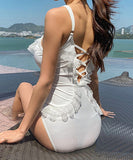 セクシー 水着 肌見せ レース 夏 海辺 ストラップ ビキニ バックレス XH7-DP-A20332