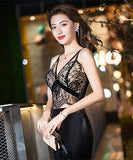 高級感 ナイトドレス 宴会 披露宴 二次会 スリット レース セクシー XH2-WYSS8173