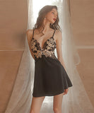 【2色】刺繡 セクシー 勝負下着 ルームウェア 肌見せ 高級感 XH8-GR1614