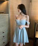 4色 キャバドレス ミニドレス 大人かわいい 二の腕隠し 体型カバー 新作 MY2-YM8645