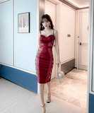 セクシー タイトドレス パッチワーク レース 宴会 披露宴 XH2-JY4115