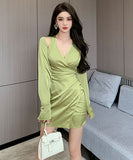 春新作 Ⅴネック 谷間魅せ セクシー 指名 キャバドレス ミニドレス XH2-ZED889525GT347