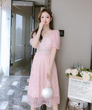 【即日発送可能】仙女風 レース 膝丈ドレス 淑やか 大人可愛い ダイヤモンド XH2-PDD-JSSD