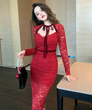 高品質 レース キャバドレス セクシー 宴会 二次会 同伴 透かし彫り XH2-JY10006