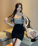 【black&blue】キャバドレス 指名 フリル カワセクシー ミニドレス XH2-YM8719