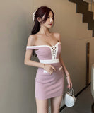 【3色】ミニドレス キャバドレス セクシー 谷間魅せ ストラップ MY2-YM8710