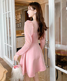 2色   ミニドレス  チュール  Vネック 谷間魅せ 新作 セクシー 脚長効果 LT2- JY5332