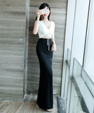 3色 パーティードレス ロングドレス キャバドレス セクシー Vネック 谷間魅せ MY2-YM9046