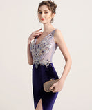 Vネック  刺繍   ロングドレス ゴージャス  高級感  パーティー用  披露宴 LT2-HX172