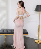 3色 鮮やか キラキラ ロングドレス ゴージャス  セクシー 二次会 披露宴 LT2-WYSS2898