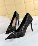 3色 ハイヒール セクシー 美脚効果 キラキラ おしゃれ 宴会 パンプスXH5-DS17189-5