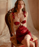 4色 セクシー パジャマ かわいい レース バックレス ルームウェア MY8-GR1262