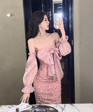 ピカピカ 可愛い キャバドレス セクシー ベアトップ 指名 ナイトドレス 宴会 XH2-ZED885258DXH418