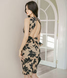 花柄  ひざ丈ドレス  ロングドレス かわいい ゴージャス  背露出  LT2-ZED883138A71