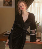 【2色】 ベロア  パジャマ セクシー パッチワーク バックレス  ルームウェア 新作　LT8-GR1707