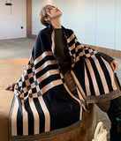 2色 縞柄  50%カシミアスカーフ  韓国ファッション 厚手 保暖性 高級感 LT9-CM-2