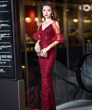 3色 キラキラ ロングドレス ゴージャス  高級感 二次会 披露宴 LT2-WYSS8171