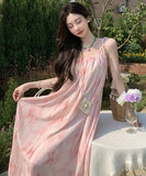 サンドレス 海辺 ロングドレス 体型カバー 大人可愛い レディース 旅行 花火 XH2-AQR9191#