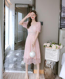 【即日発送可能】仙女風 レース 膝丈ドレス 淑やか 大人可愛い ダイヤモンド XH2-PDD-JSSD