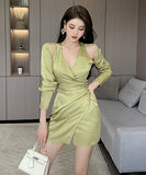 春新作 Ⅴネック 谷間魅せ セクシー 指名 キャバドレス ミニドレス XH2-ZED889525GT347