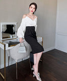 ホルターネック 膝丈ドレス 高級感  着瘦せ  宴会  パーティー用  LT2-JY10051