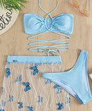 3点セット 水着 蝶 hot girl ビキニセクシー海辺三角ビキニ XH7-OL-ZT365