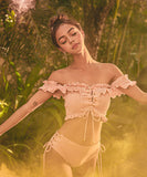 3色 ワンショルダー スプリット 水着  プリーツ 温泉 水着 YN7015-DP-A38905