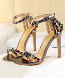 7色 ピカピカ キラキラ サンダル ハイヒール 履きやすい 脚長効果ゴ ージャス 姉 MY5-DS267-2