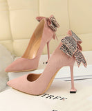 4色 ピカピカ リボン かわいい 脚長効果 人気新作 ハイヒール パンプス MY5-DS17175-8