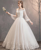 ナイトドレス 華奢感 ゴージャス ウエディングドレス フレア袖 披露宴 結婚式 演奏会 発表会XH2-CCHQ2001