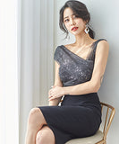 キラキラ キャバドレス chic セクシー 着瘦せ パッチワーク XH2-ZED881830BH506