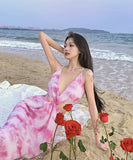 サンドレス 海辺 旅 バックレス ロマンティック風 セクシー XH2-XD136