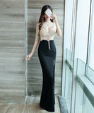 3色 パーティードレス ロングドレス キャバドレス セクシー Vネック 谷間魅せ MY2-YM9046